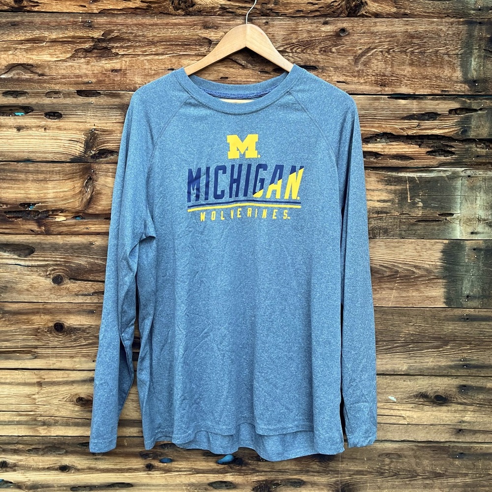 CHAMPION| Michigan Wolverines Gray Long Sleeve Athletic Shirt XL